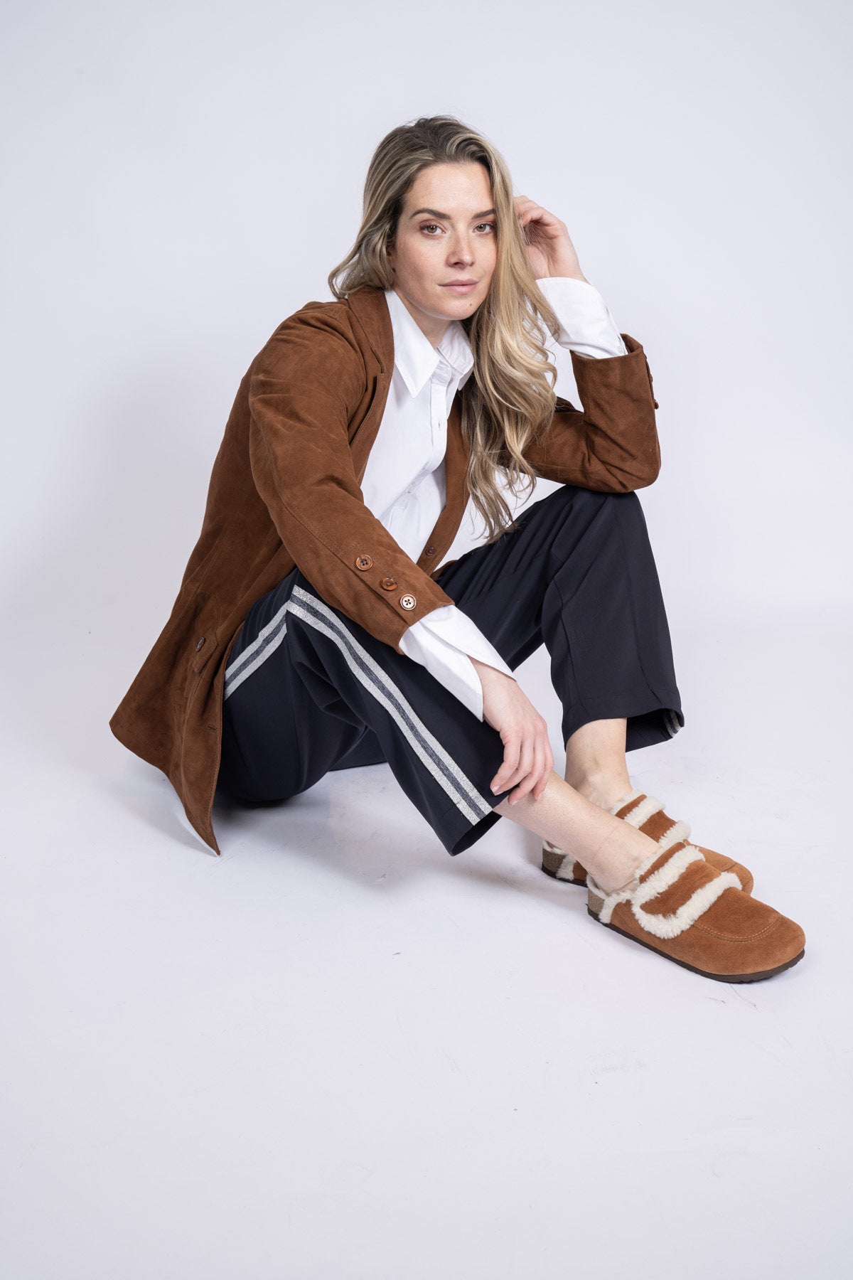 June Trouser Dark Blue Base Stripe White
