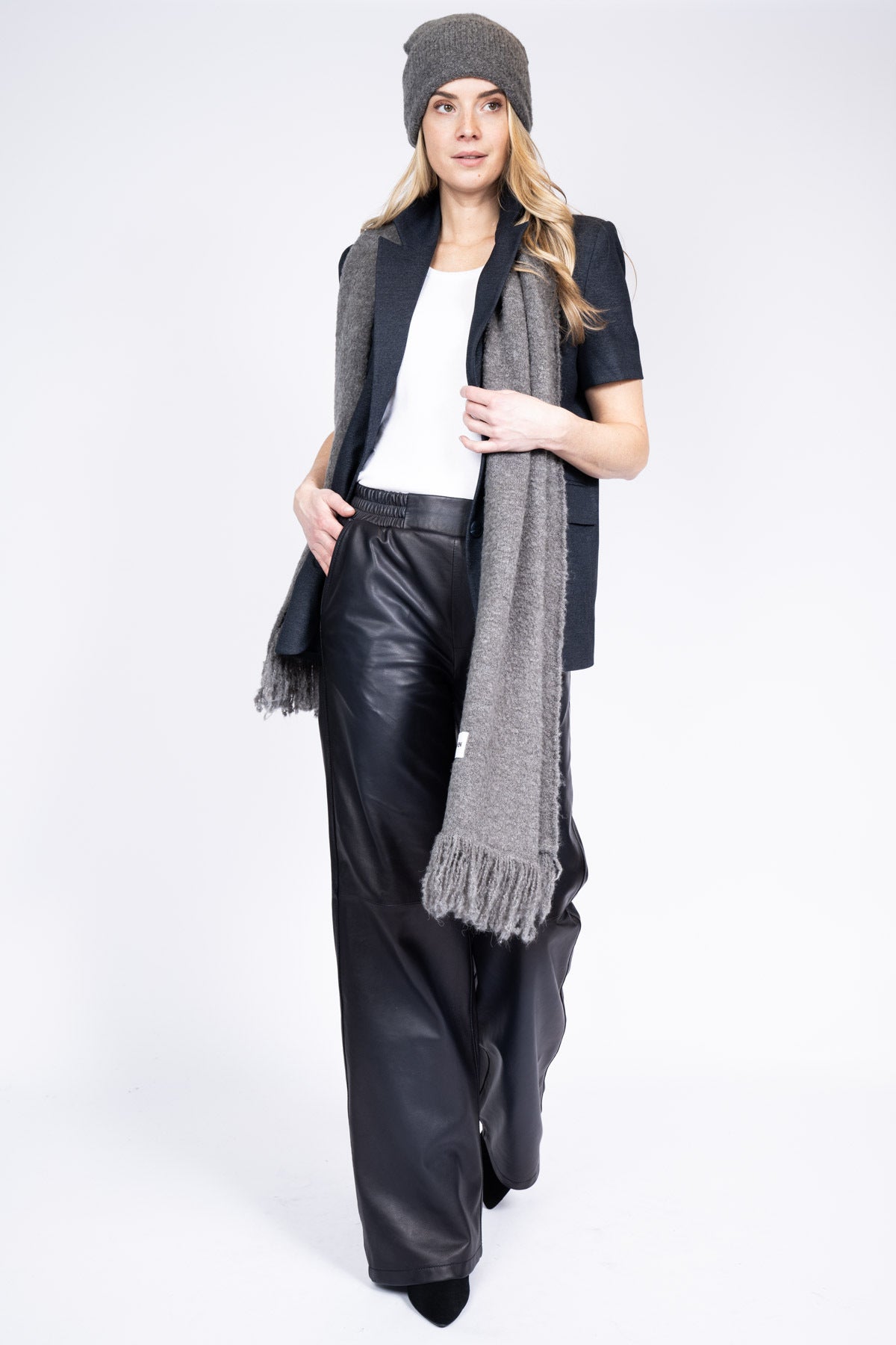 Kaylee Trouser Leather Old Denim Blue