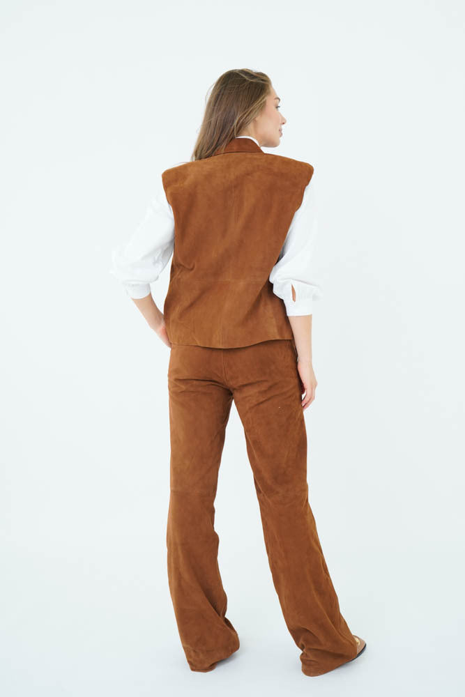 Kaylee Trouser Leather Cognac Suede