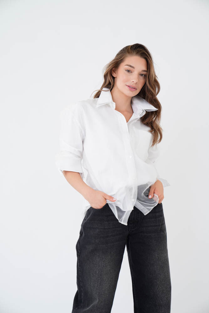 Mesh Double Blouse Rome White - White