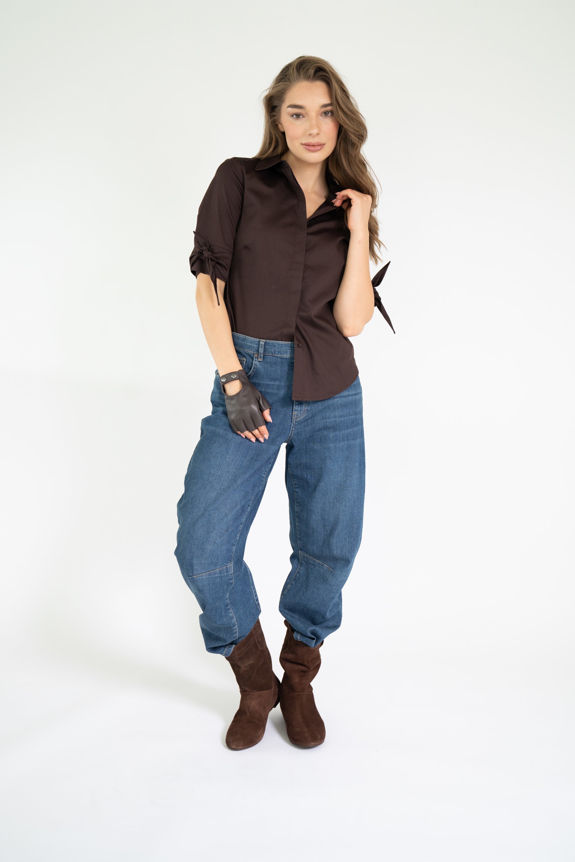 EILINA BLOUSE DARK NIGHT BROWN