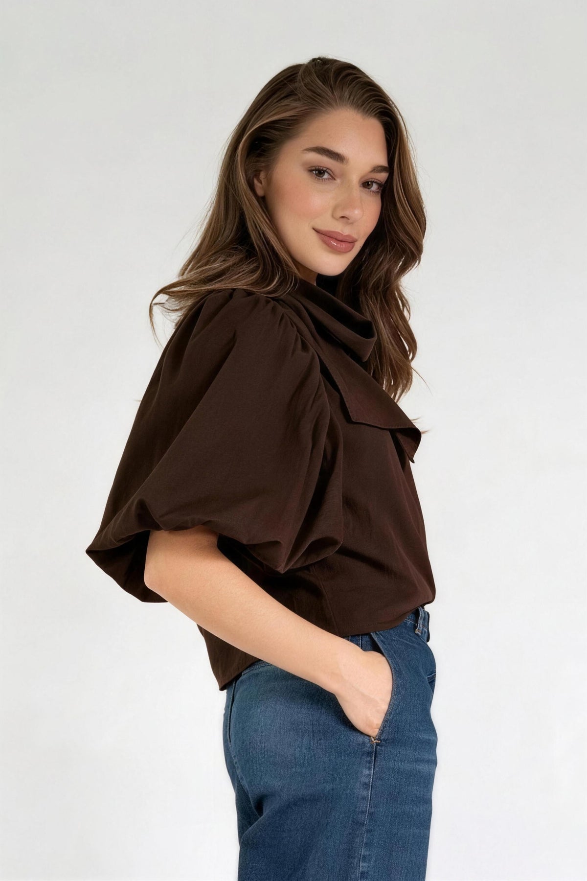 NIA BLOUSE DARK NIGHT BROWN