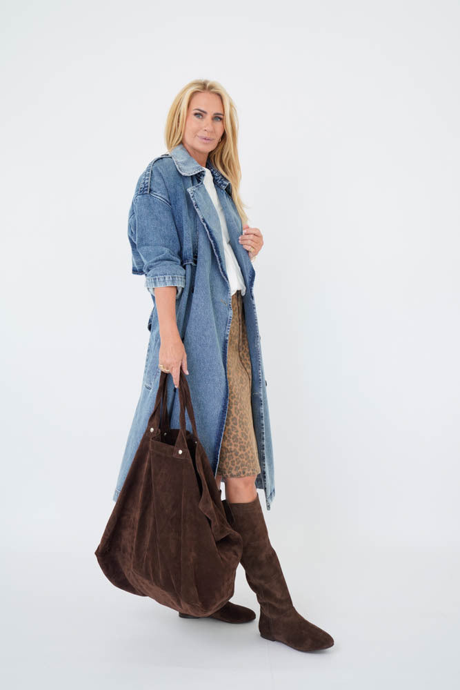 SHOPPER BAG EvC Suede Brown