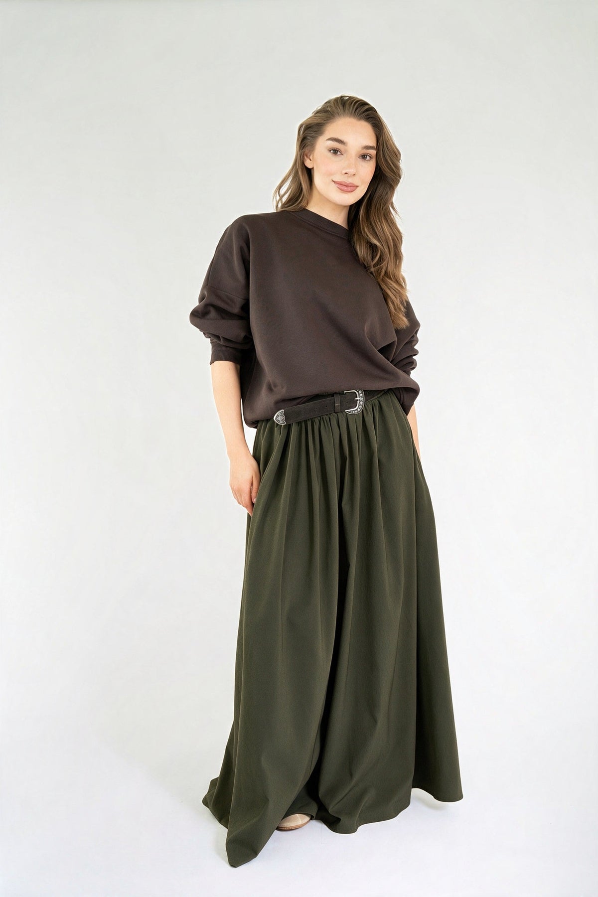AYLIN SKIRT FW26 DARK GREEN ARMY