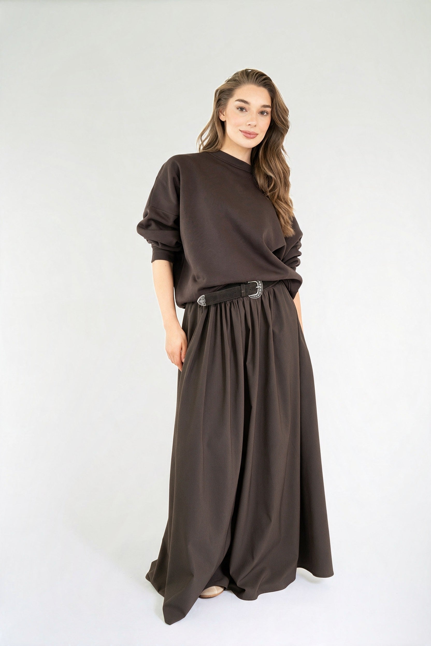 AYLIN SKIRT FW26 DARK NIGHT BROWN