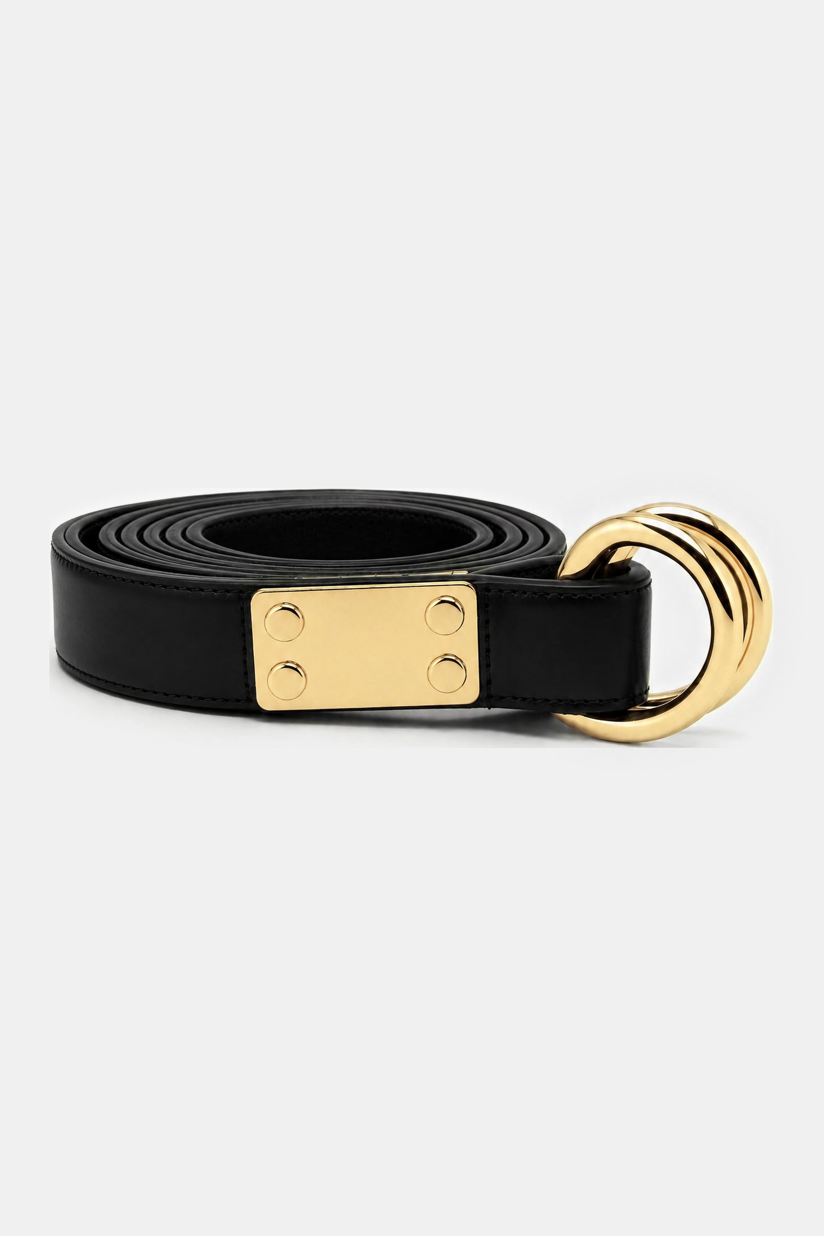 MAIKE BELT BLACK LEATHER GOLD