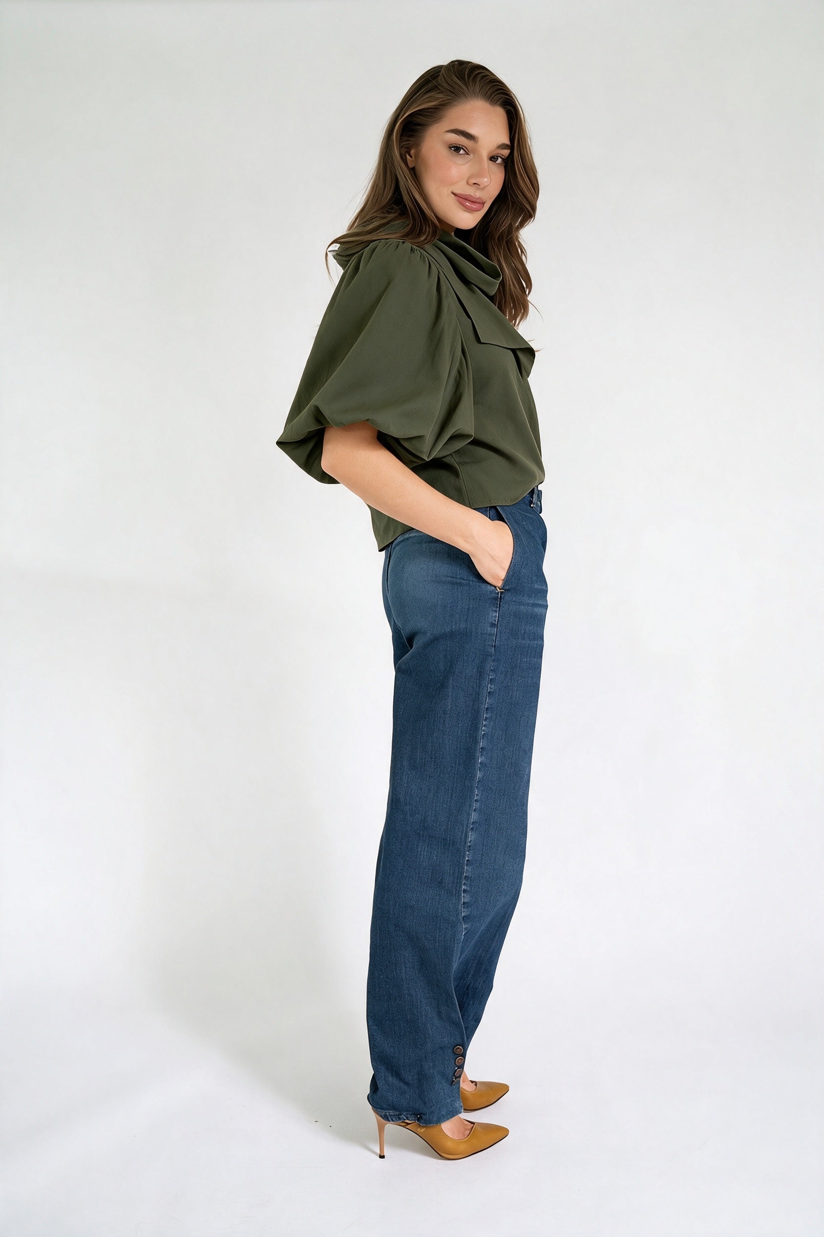 NIA BLOUSE DARK GREEN ARMY