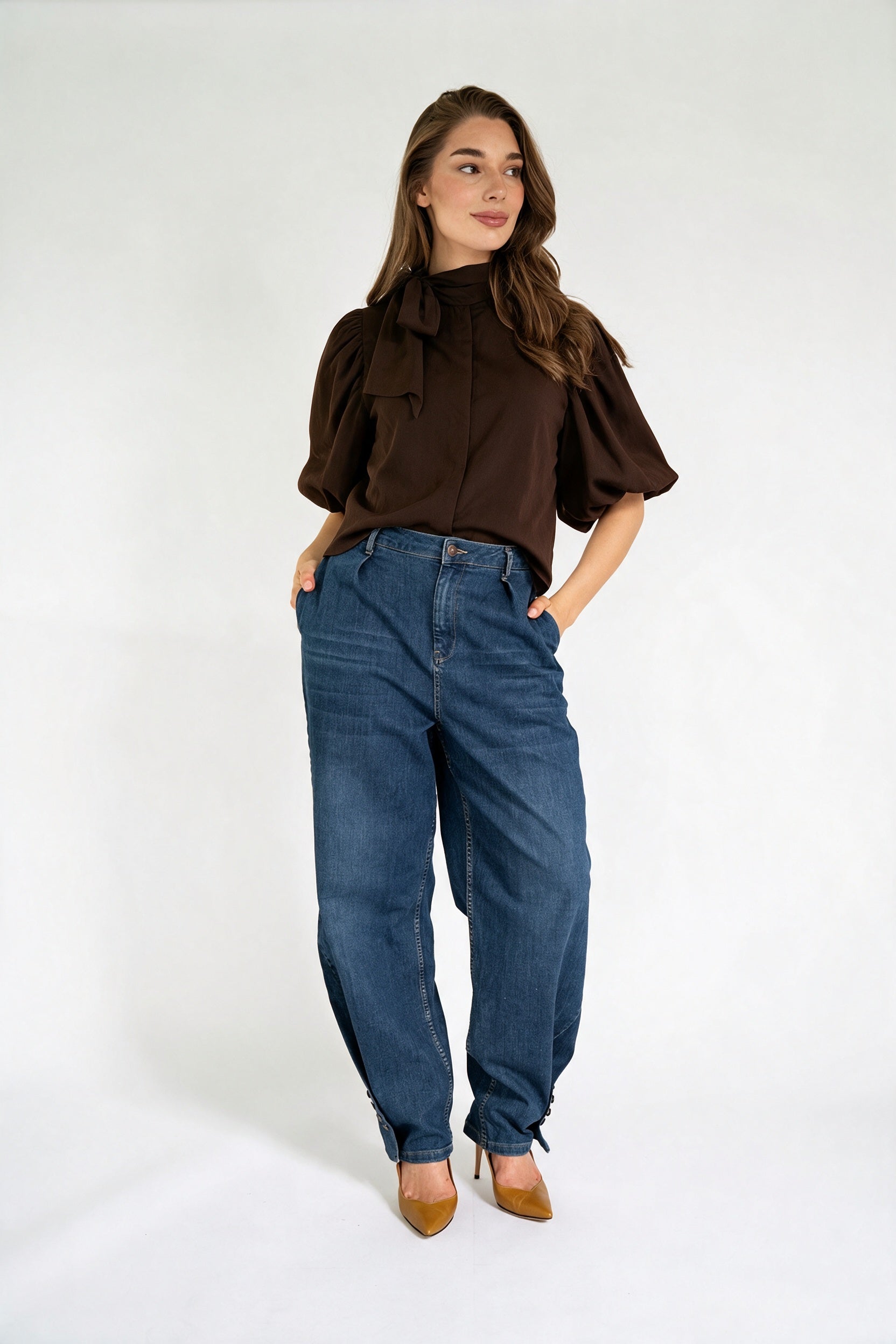 NIA BLOUSE DARK NIGHT BROWN