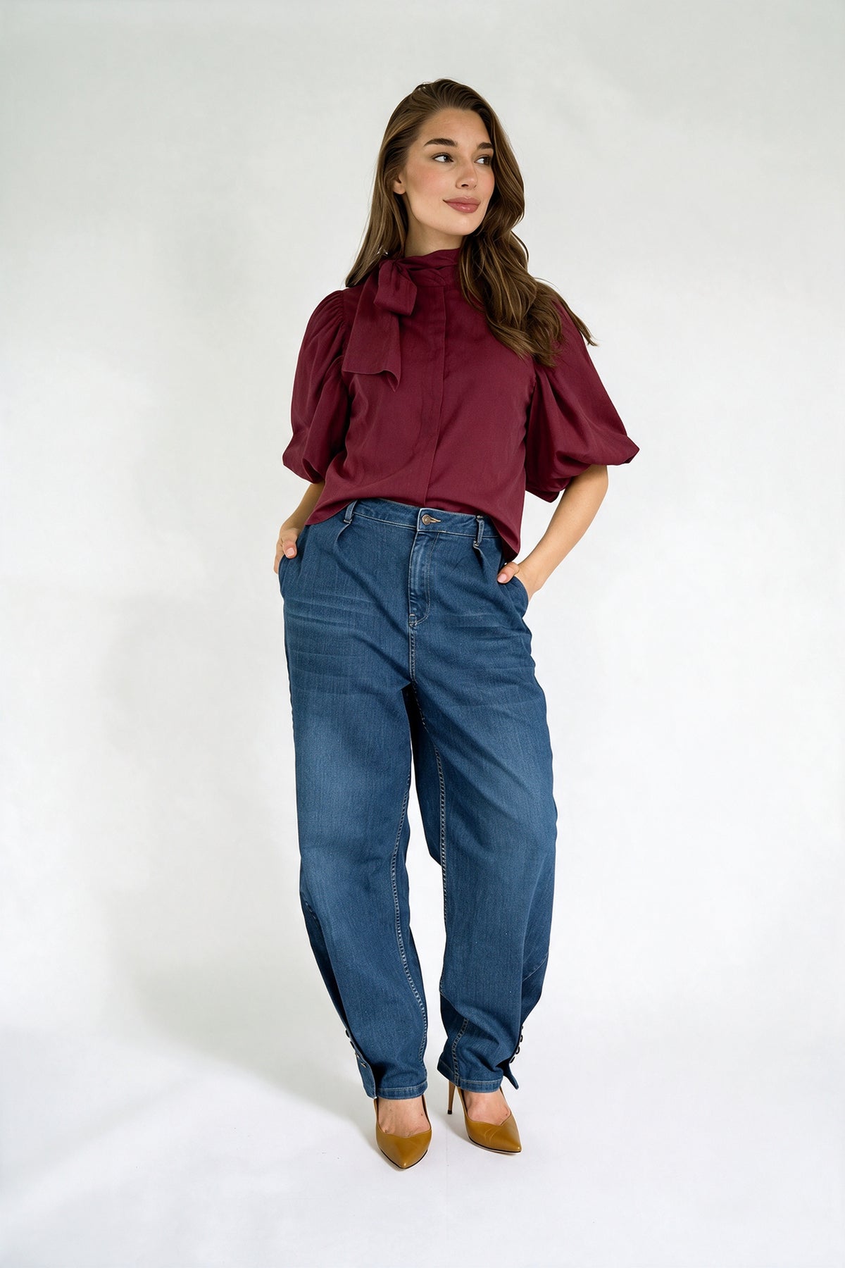 NIA BLOUSE WINE RED