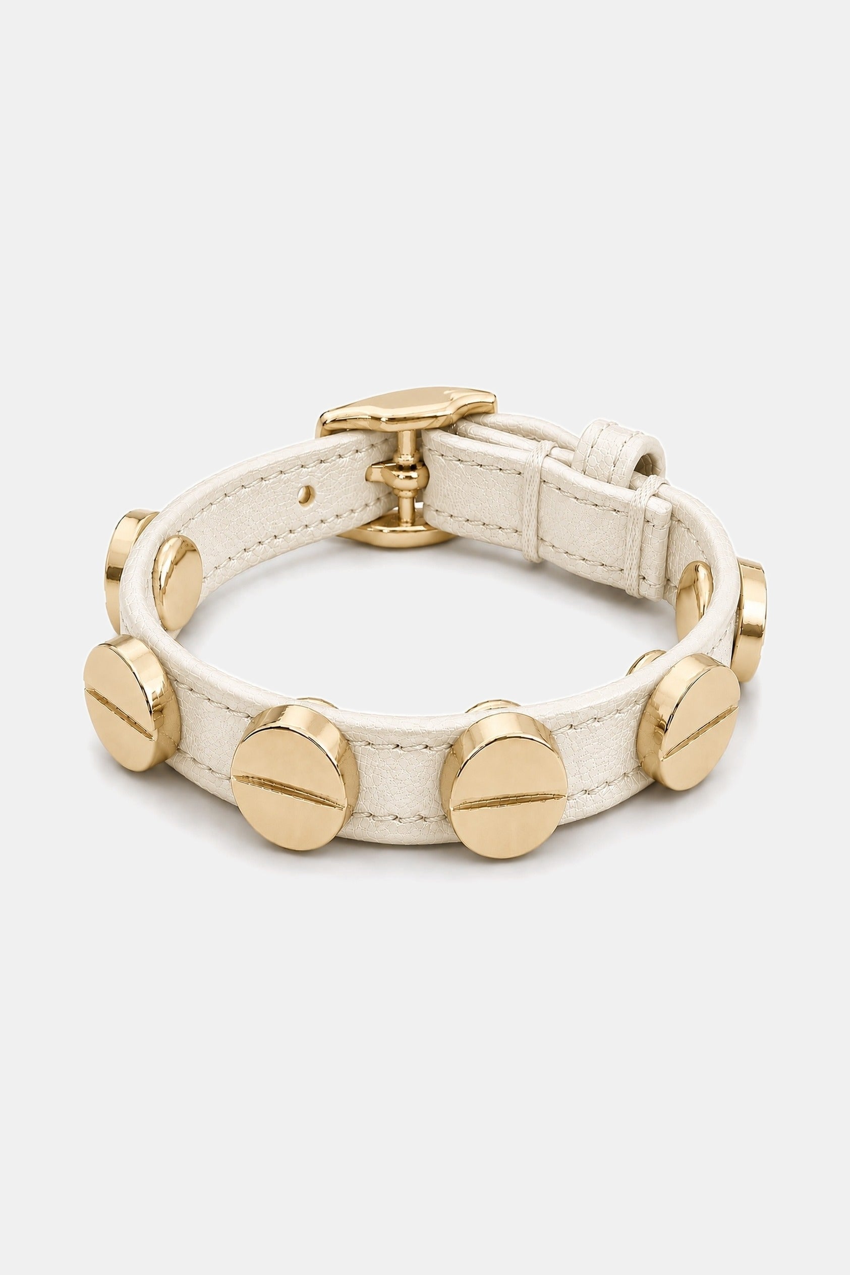 Screw Bracelet Creme - Yellow Gold