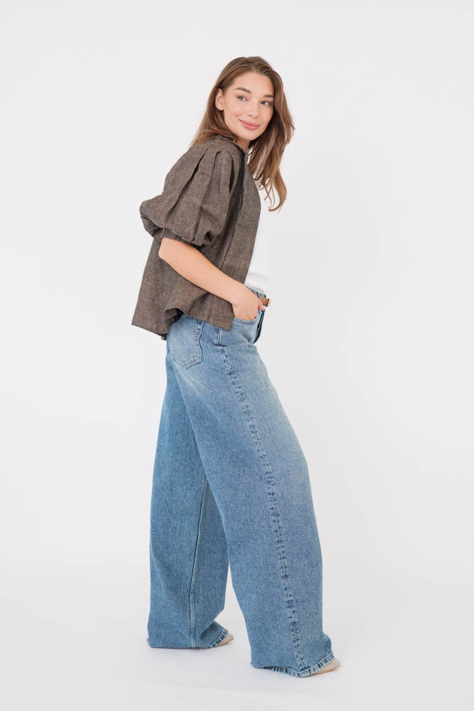 Elanora Short Blazer Cotton Canvex mix Blue