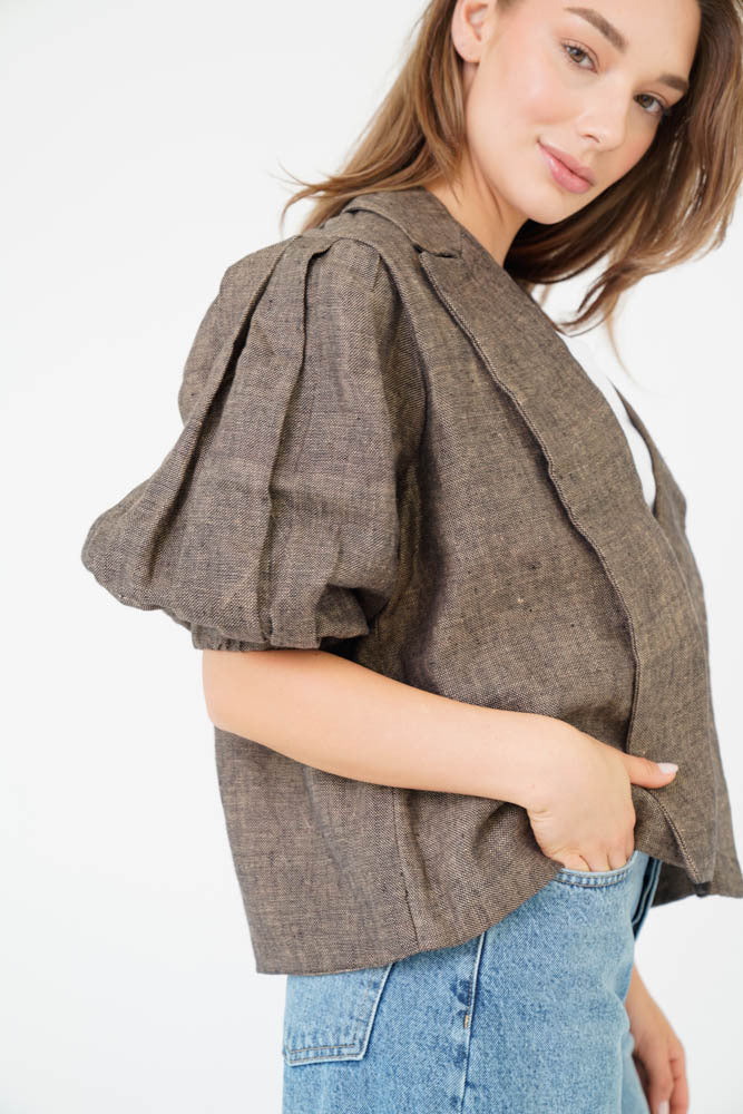Elanora Short Blazer Cotton Canvex mix Blue