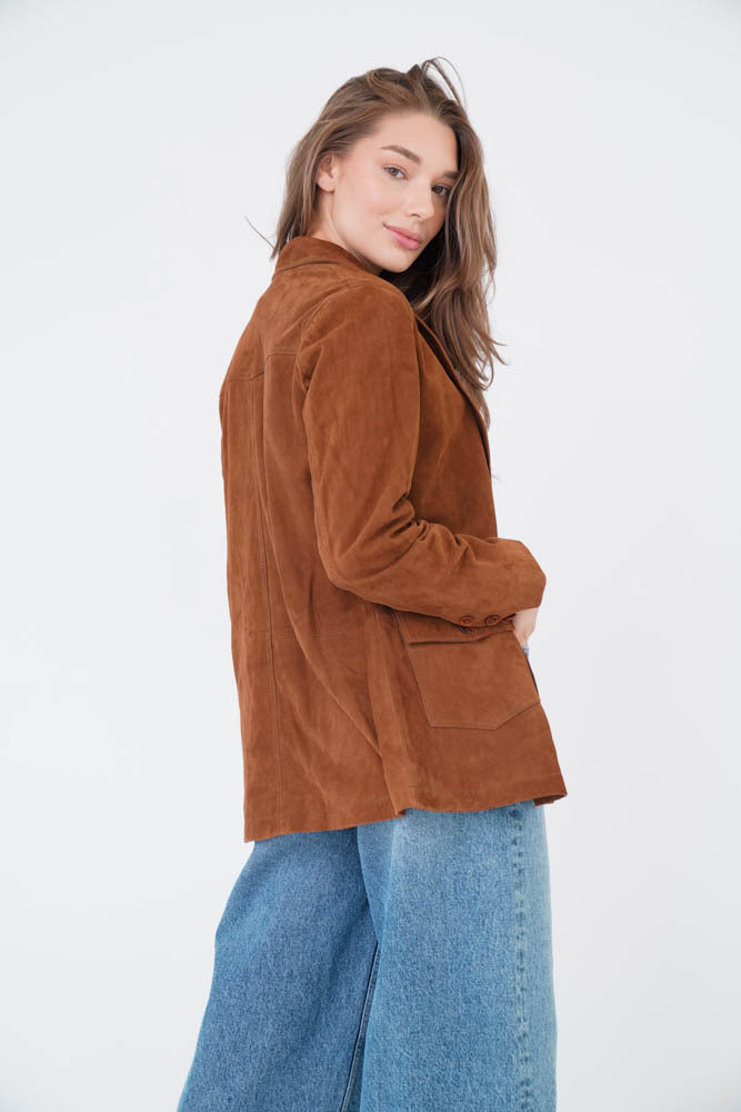 Biagia Blazer Cognac Suede