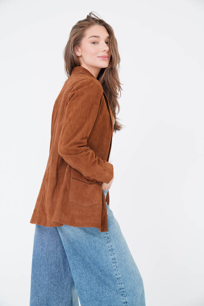 Biagia Blazer Cognac Suede