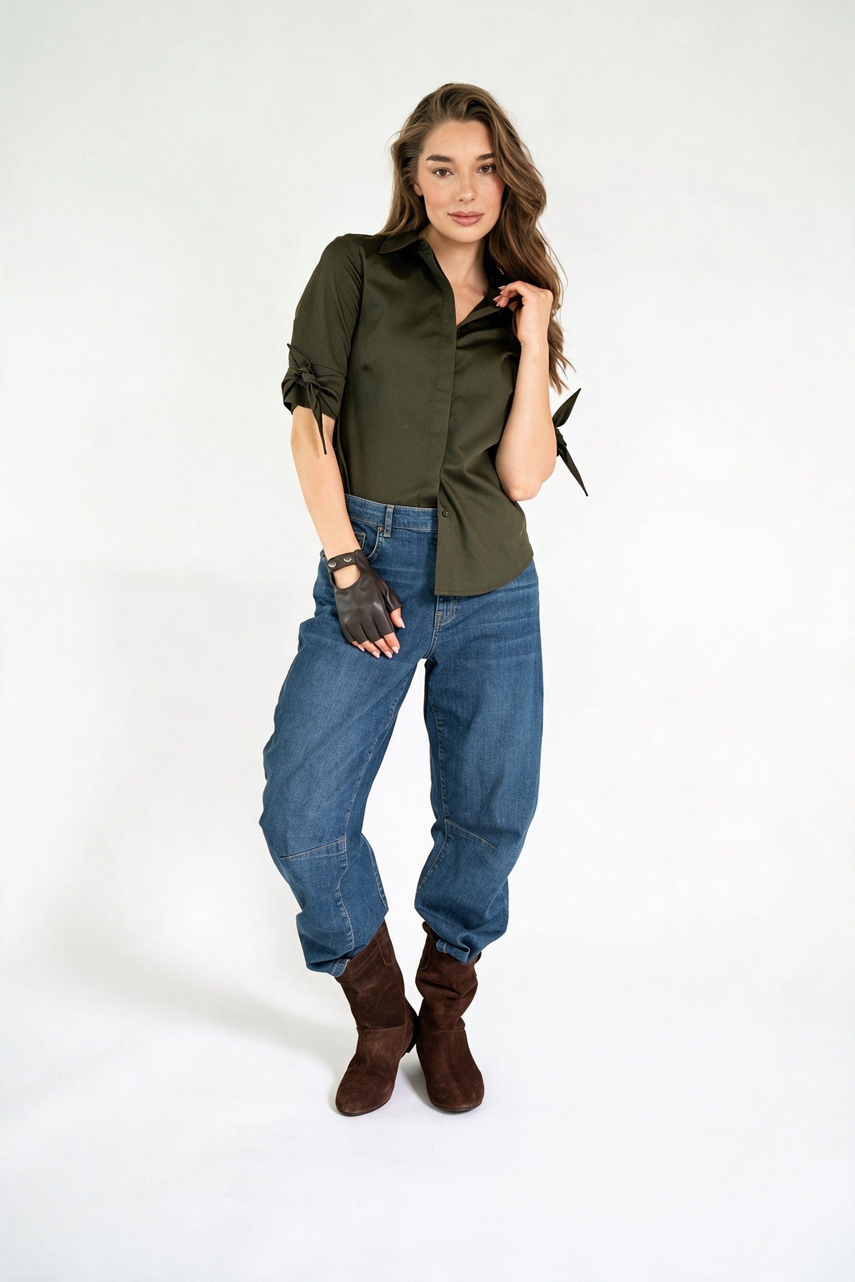 EILINA BLOUSE DARK GREEN ARMY