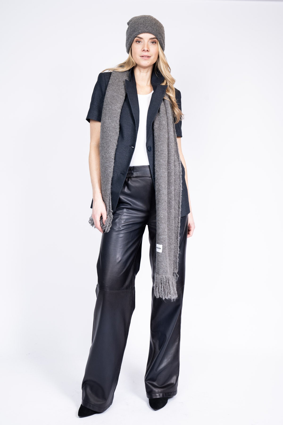 Kaylee Trouser Leather Old Denim Blue