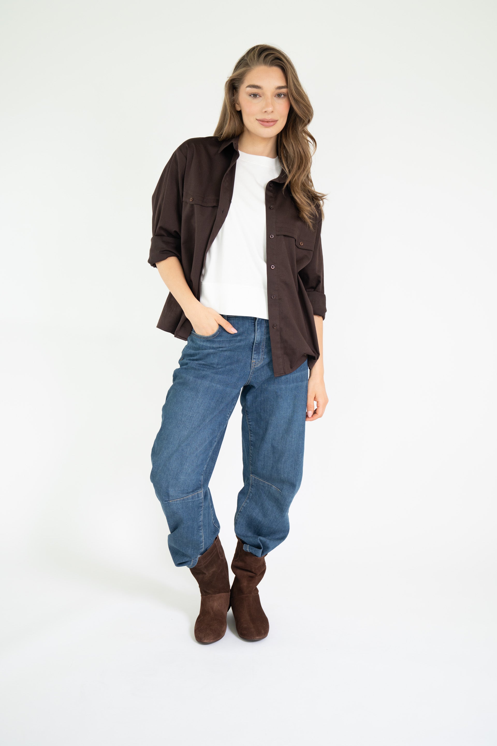 BUDBEY BLOUSE DARK NIGHT BROWN