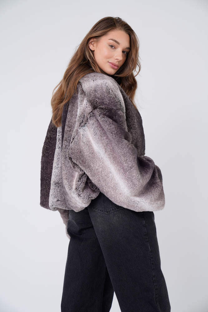 Kinski Wild Jacket Faux Fur Grey Mix with Black Taffeta