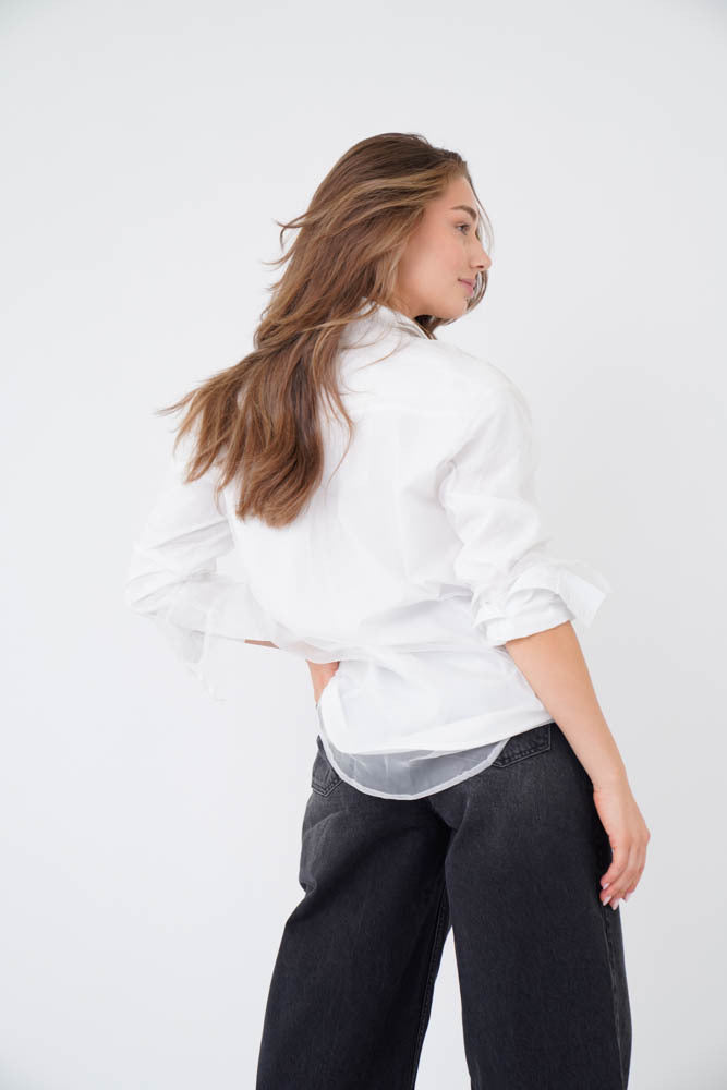 Mesh Double Blouse Rome White - White