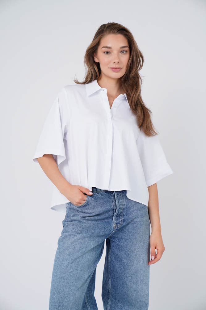 ALIJAH BLOUSE BASIC White Polly Cotton