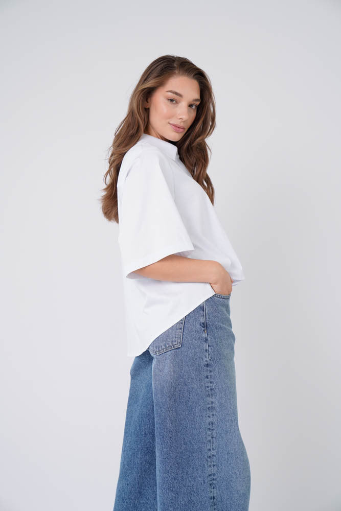 ALIJAH BLOUSE BASIC White Polly Cotton