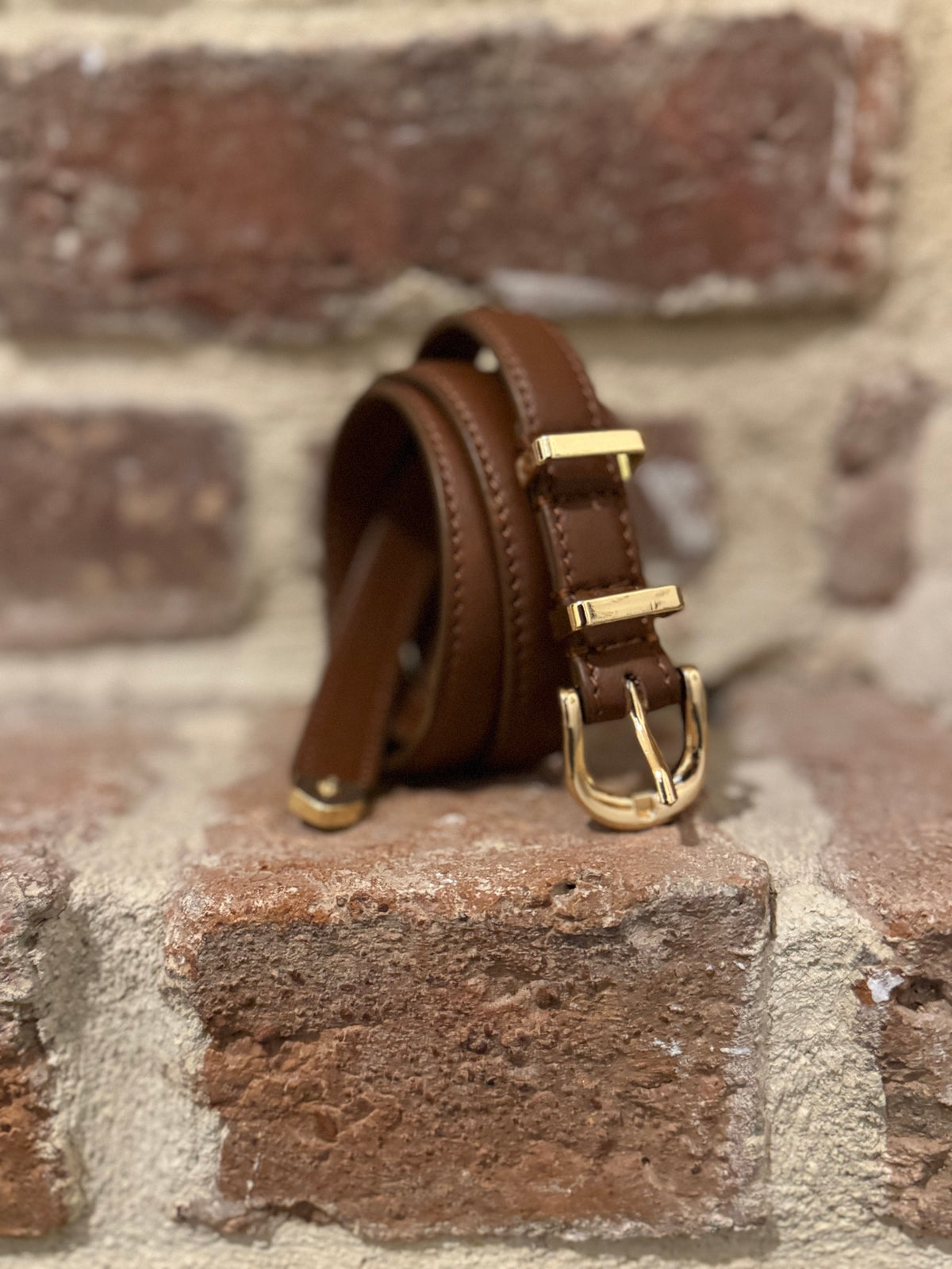 Elle Belt 25 Old Cognac Gold Buckle