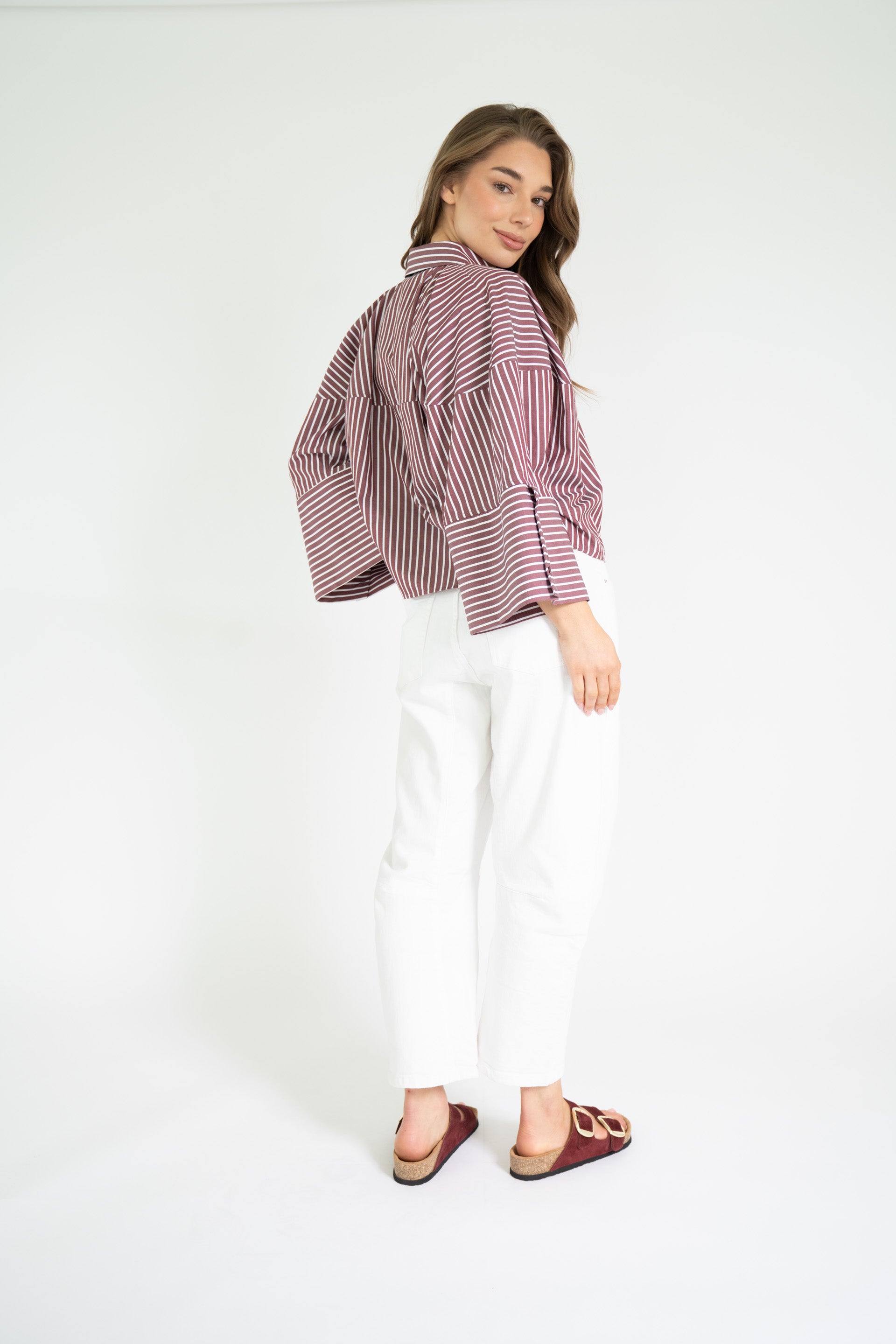 VARISSA BLOUSE Red. - White stripes