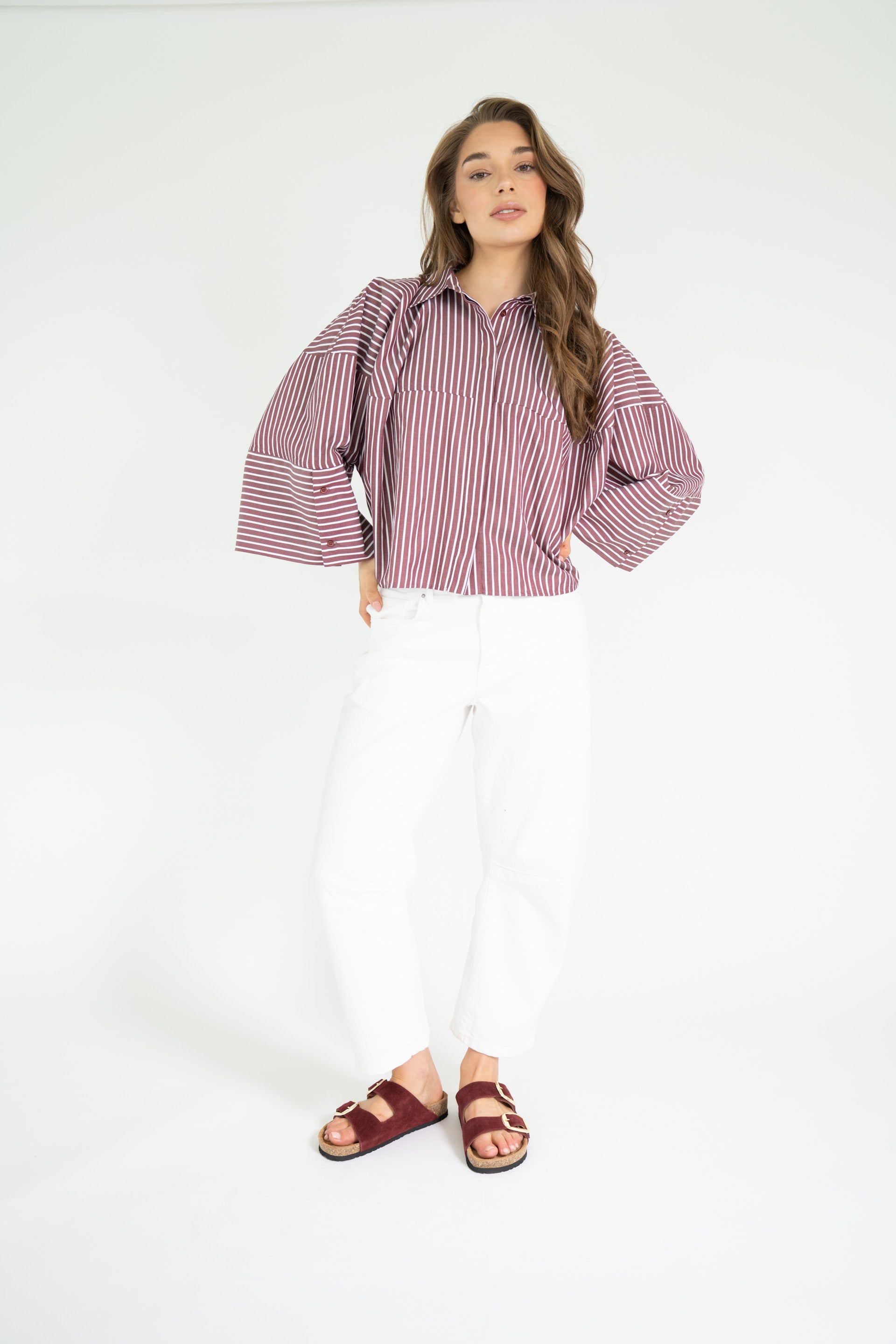 VARISSA BLOUSE Red. - White stripes