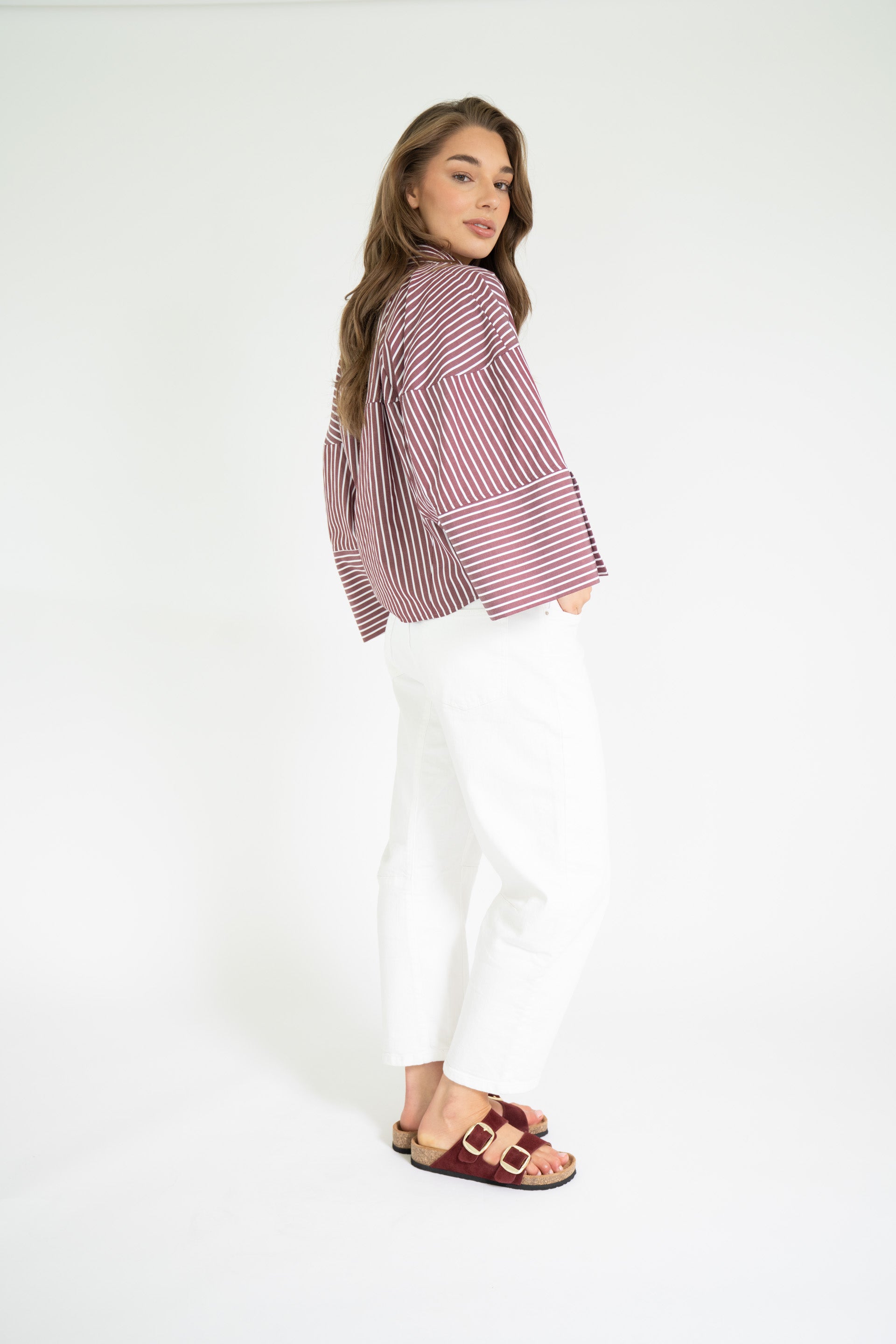 VARISSA BLOUSE Red. - White stripes