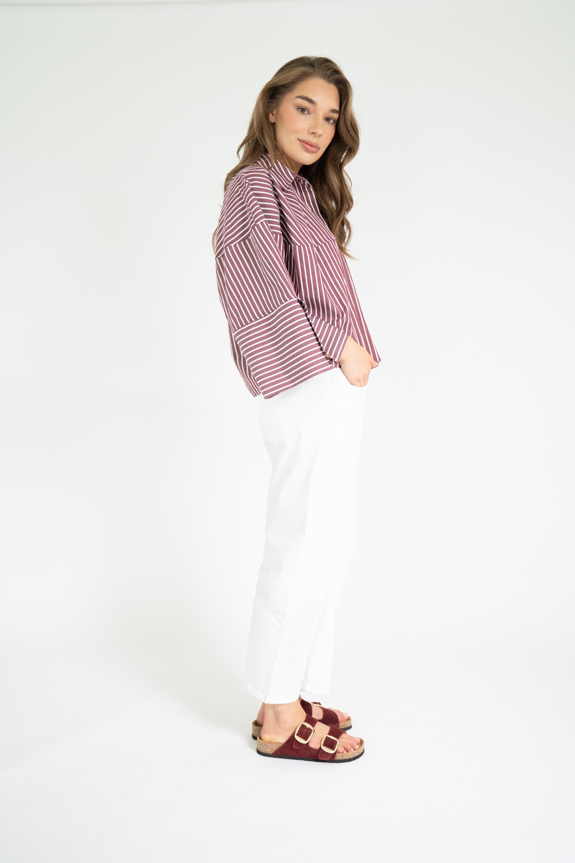 VARISSA BLOUSE Red. - White stripes