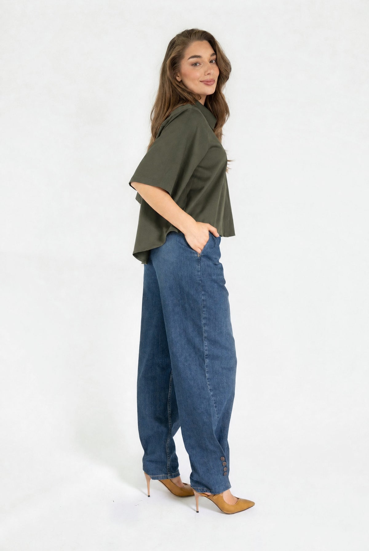 ALIJAH BLOUSE FW26 DARK GREEN ARMY — Seitenansicht