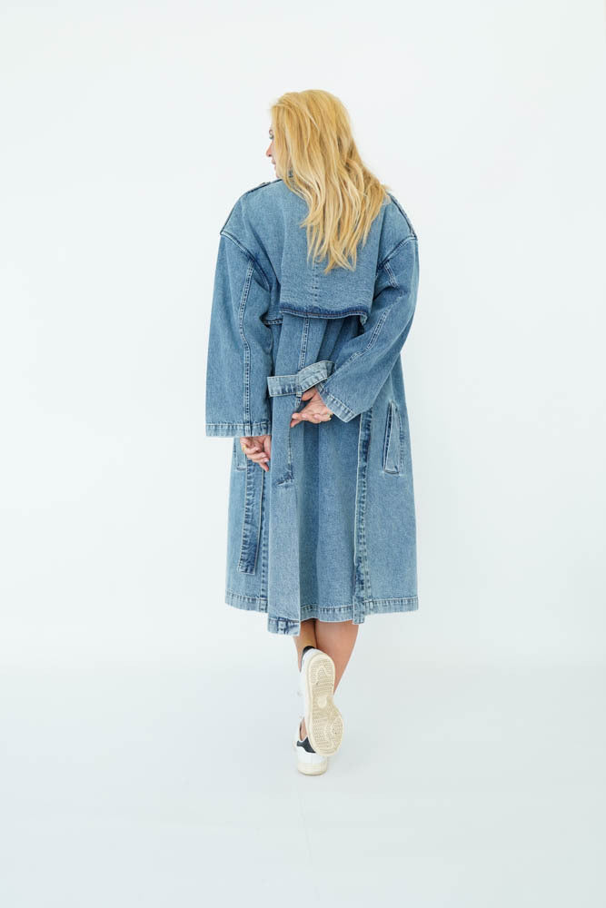 DYON TRENCH DENIM COAT Light Blue Denim