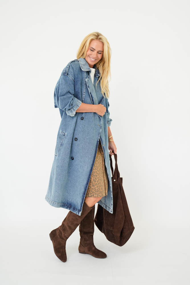 DYON TRENCH DENIM COAT Light Blue Denim