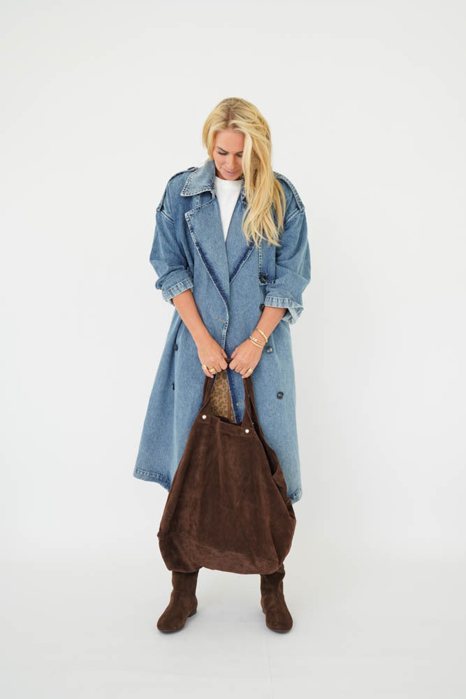 SHOPPER BAG EvC Suede Brown
