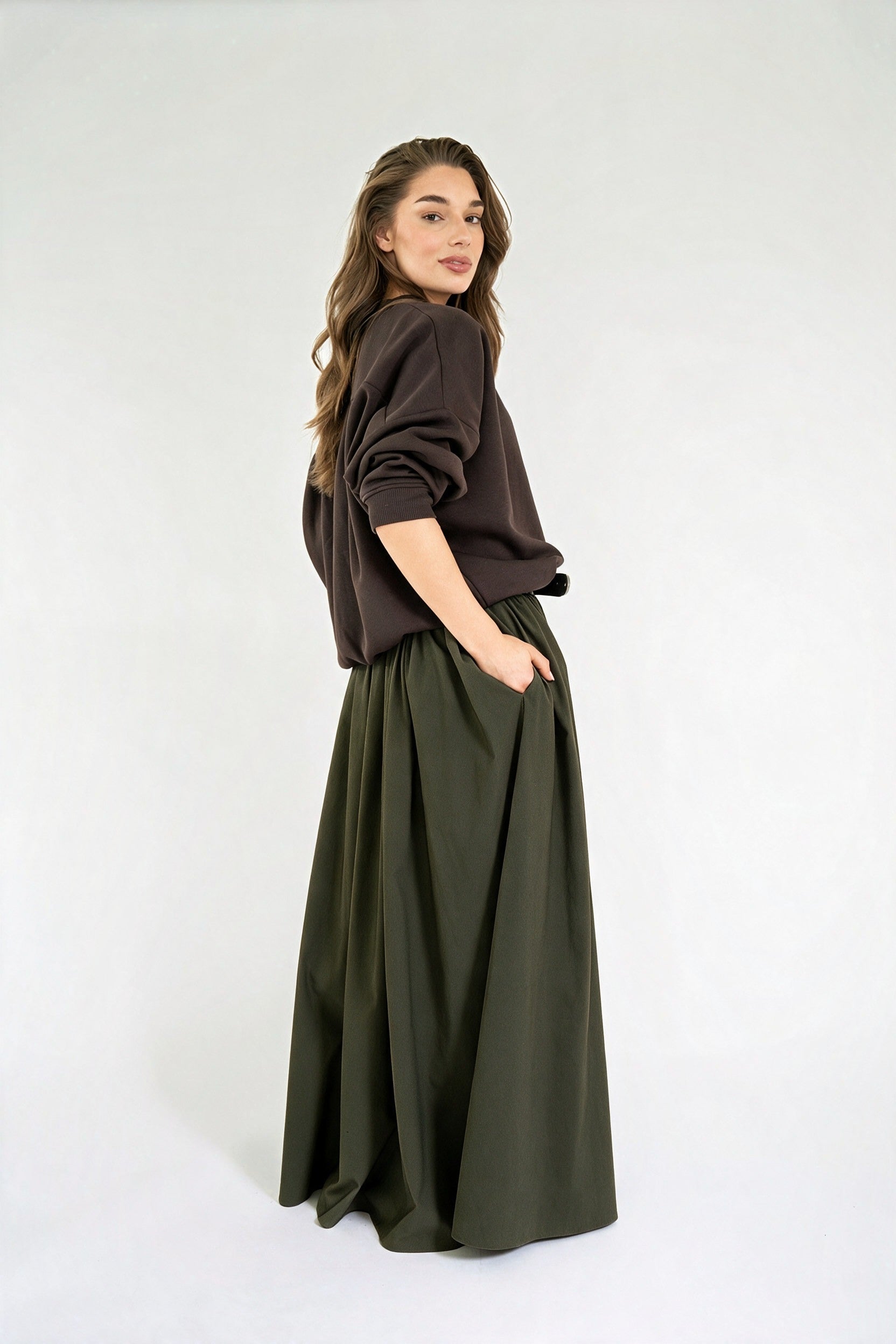 AYLIN SKIRT FW26 DARK GREEN ARMY