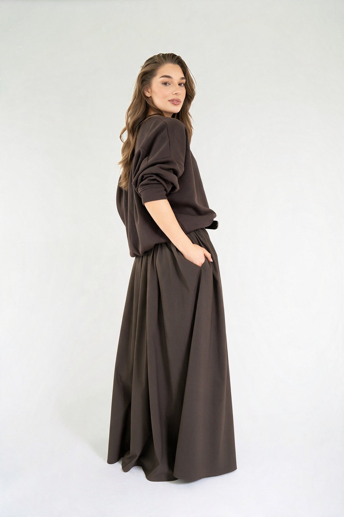 AYLIN SKIRT FW26 DARK NIGHT BROWN