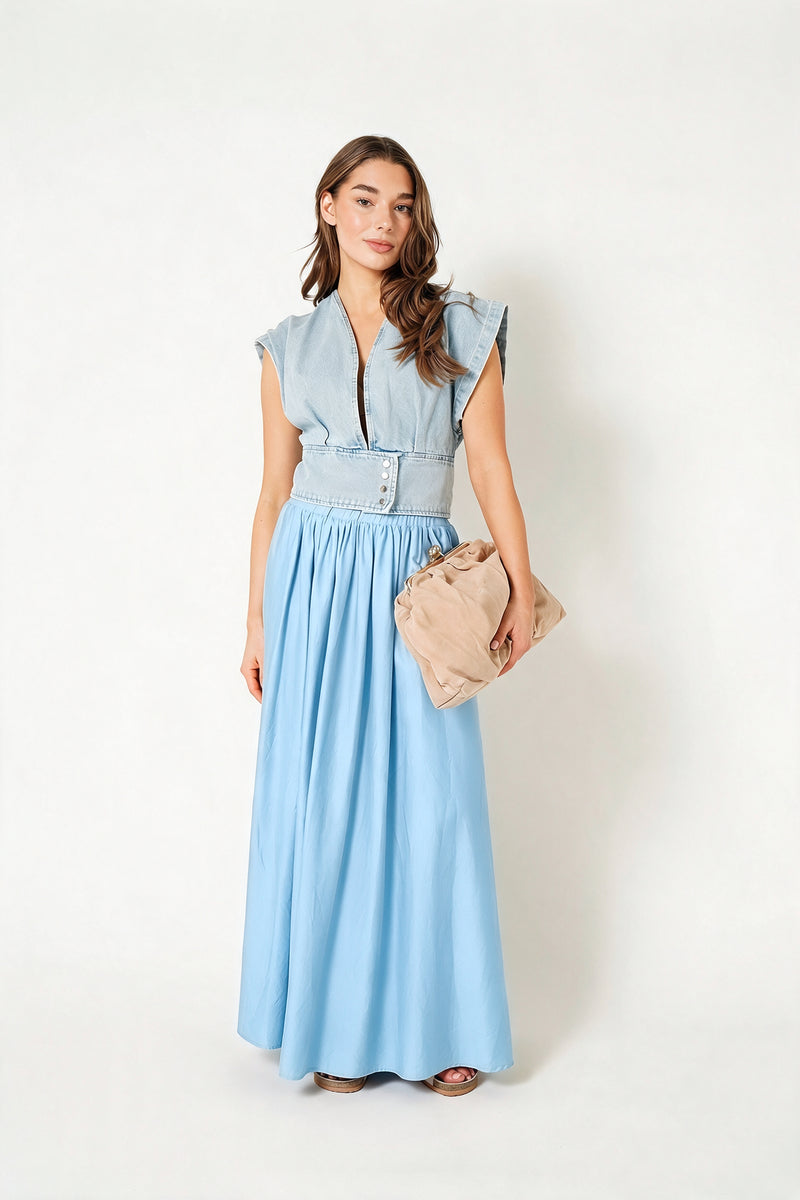 AYLIN JUPE Bleu denim clair