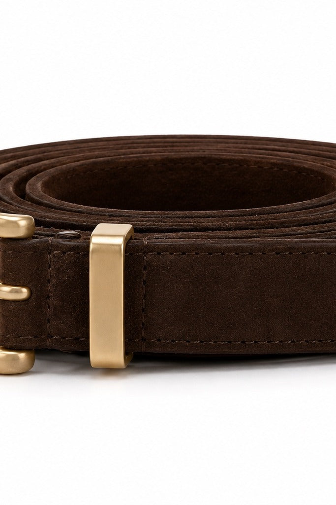EVC BELT LEATHER Dark Brown Suede