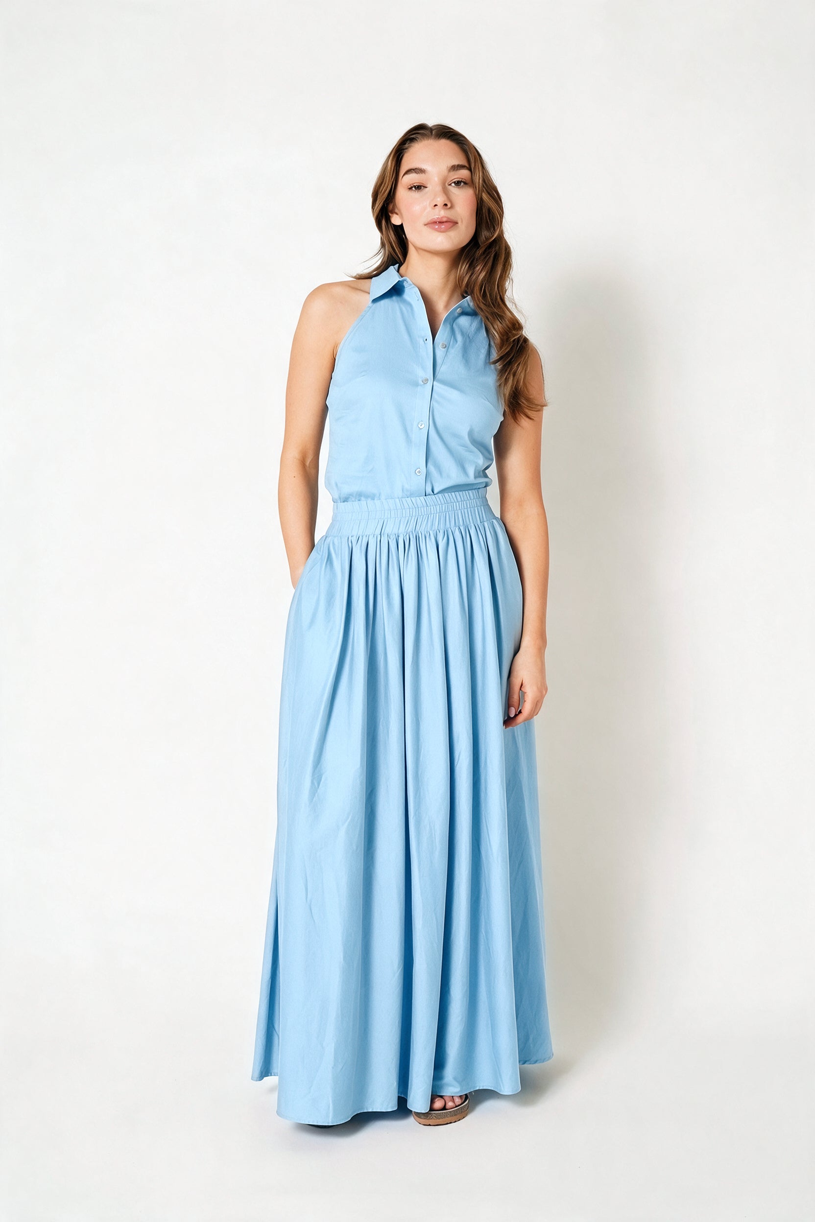 LUCIA BLOUSE RNBW Light Denim Blue