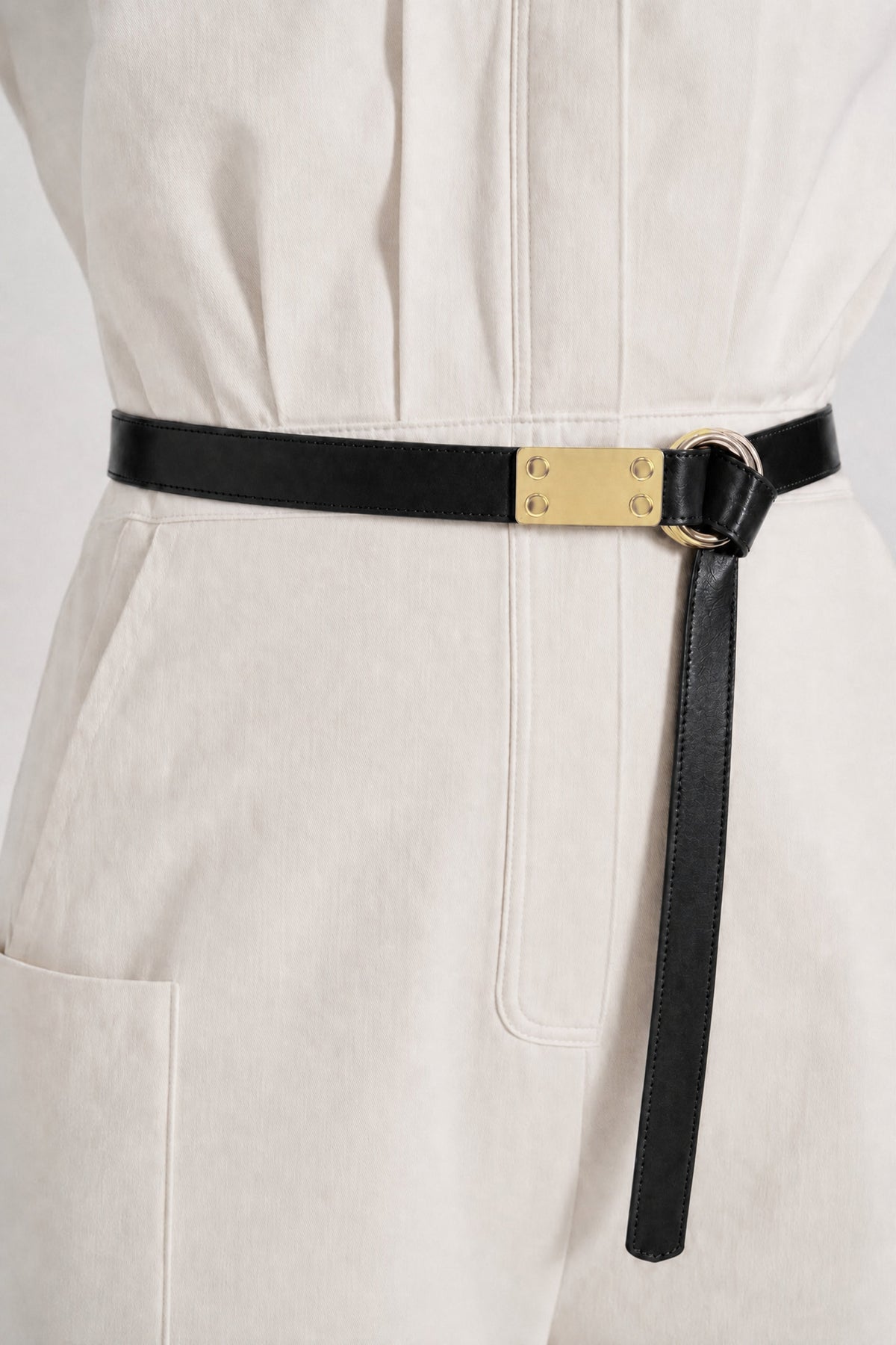 MAIKE BELT BLACK LEATHER GOLD