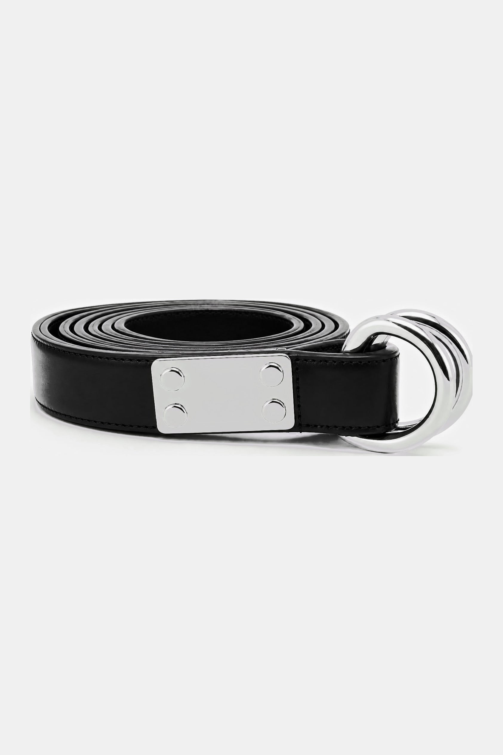 MAIKE BELT BLACK LEATHER SILVER