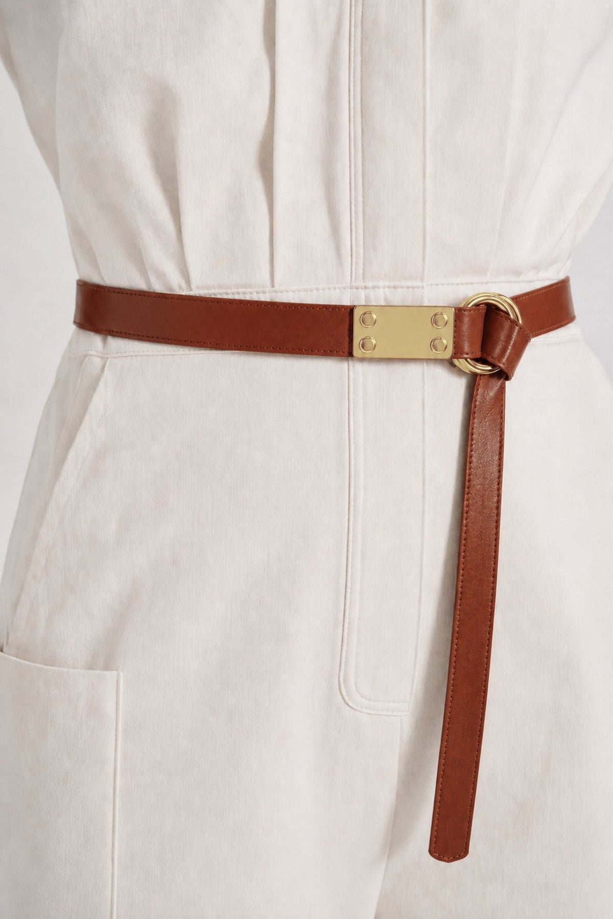 MAIKE BELT COGNAC LEATHER GOLD