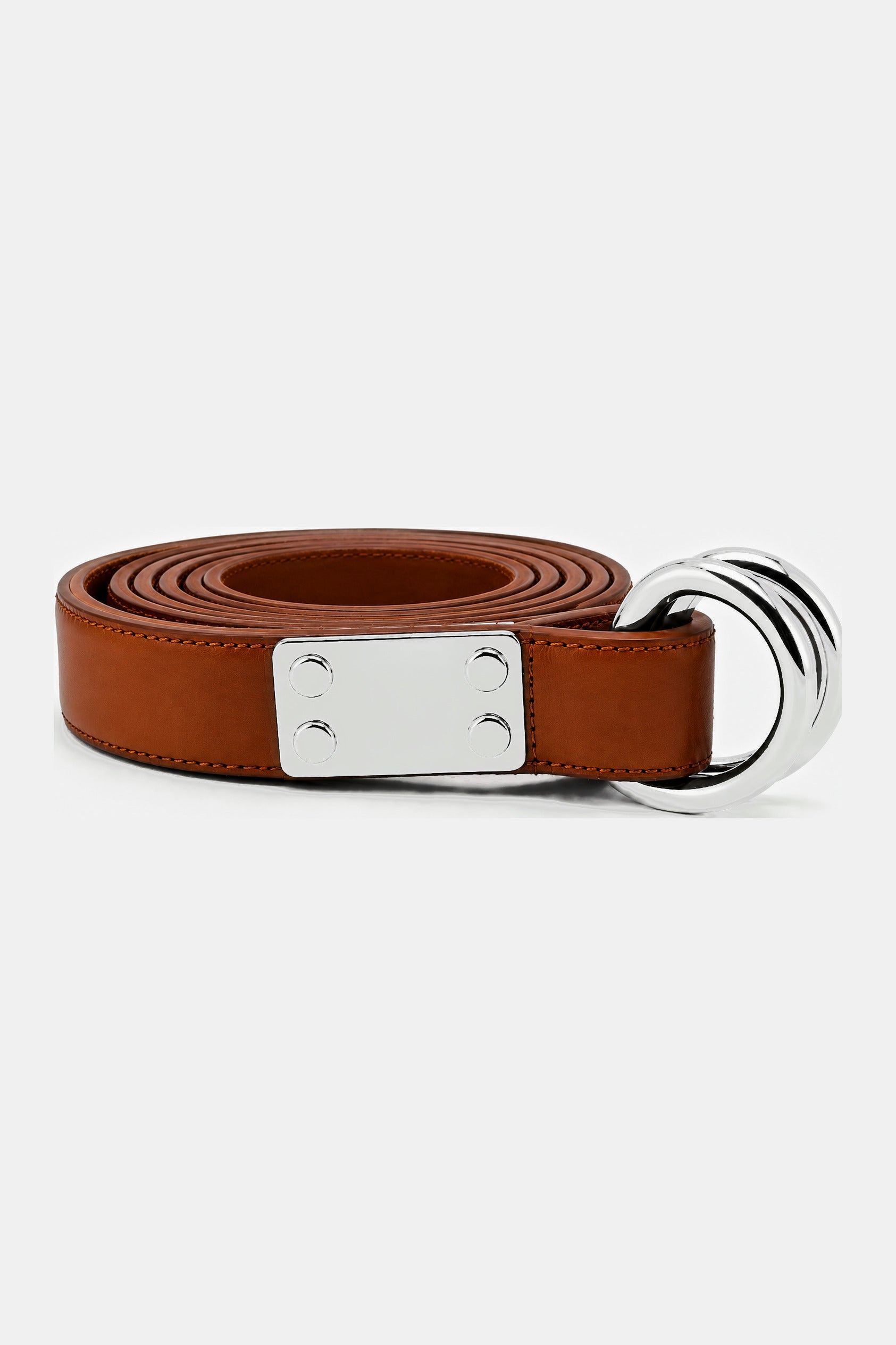 MAIKE BELT COGNAC LEATHER SILVER