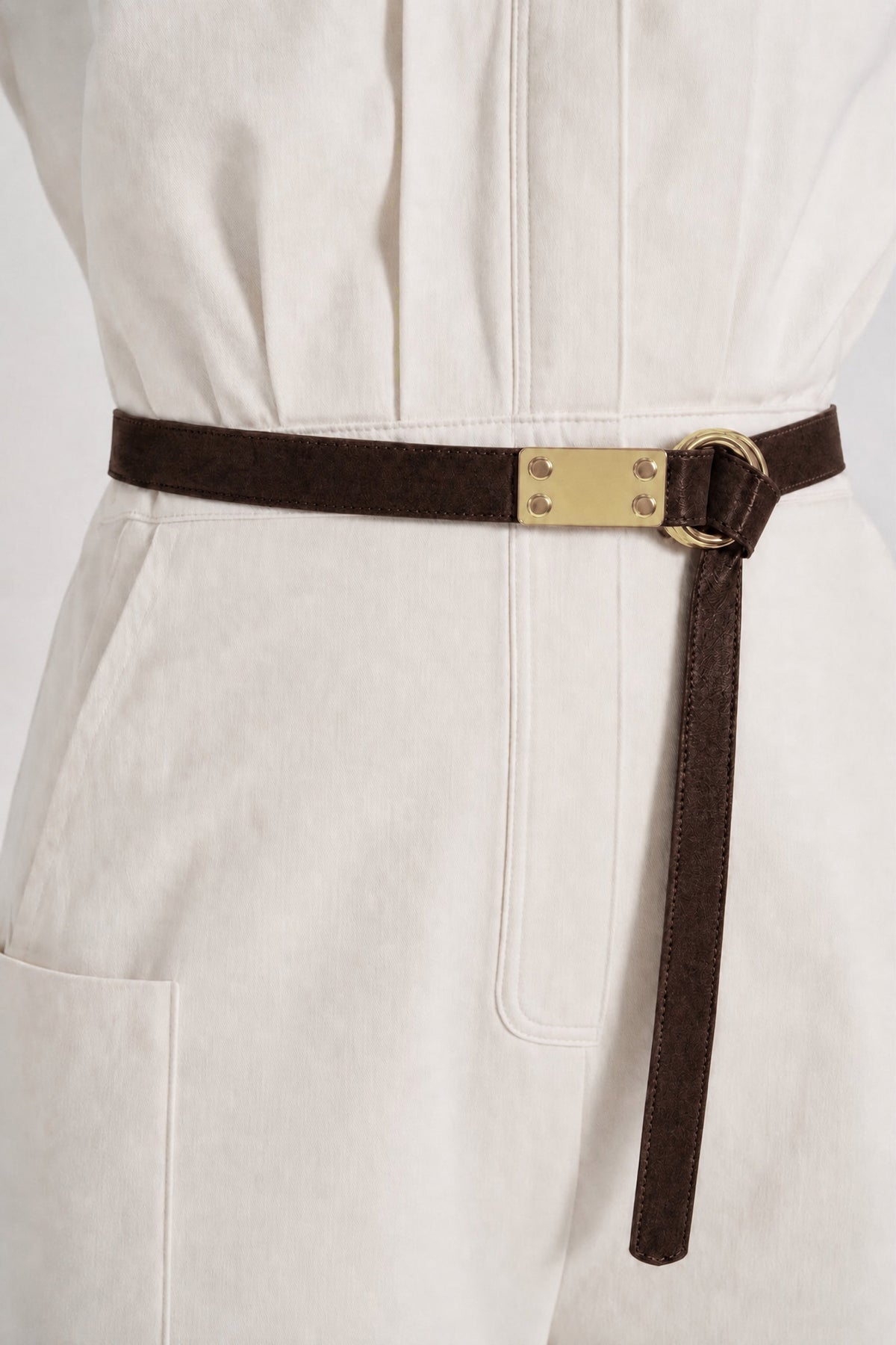MAIKE BELT DARK BROWN SUEDE GOLD