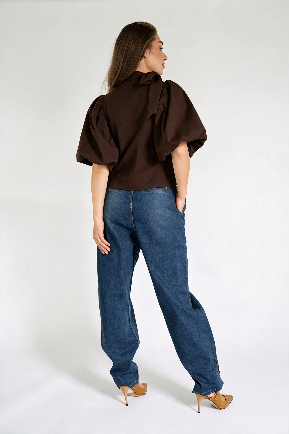 NIA BLOUSE DARK NIGHT BROWN