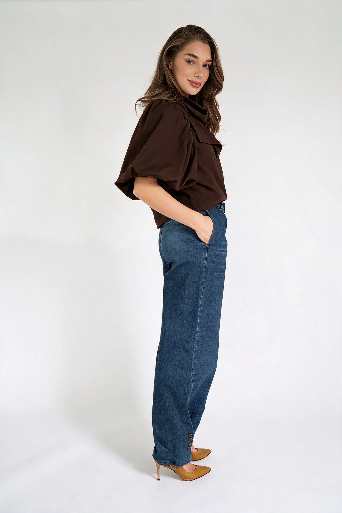 NIA BLOUSE DARK NIGHT BROWN