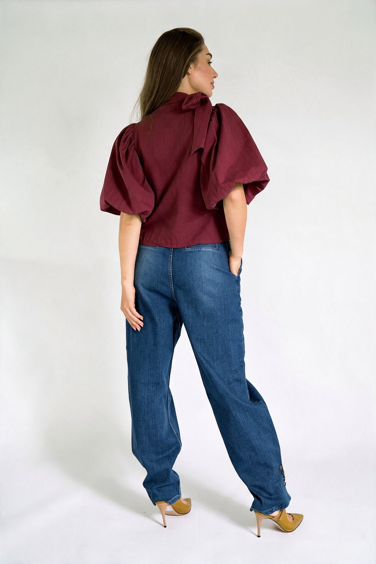 NIA BLOUSE WINE RED