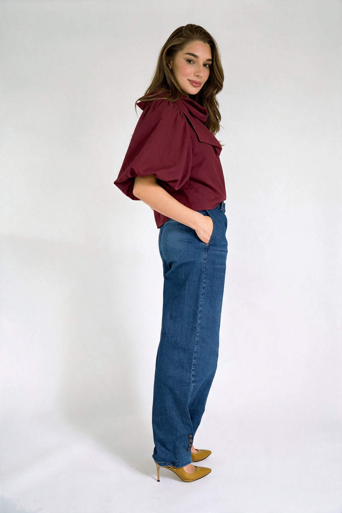 NIA BLOUSE WINE RED
