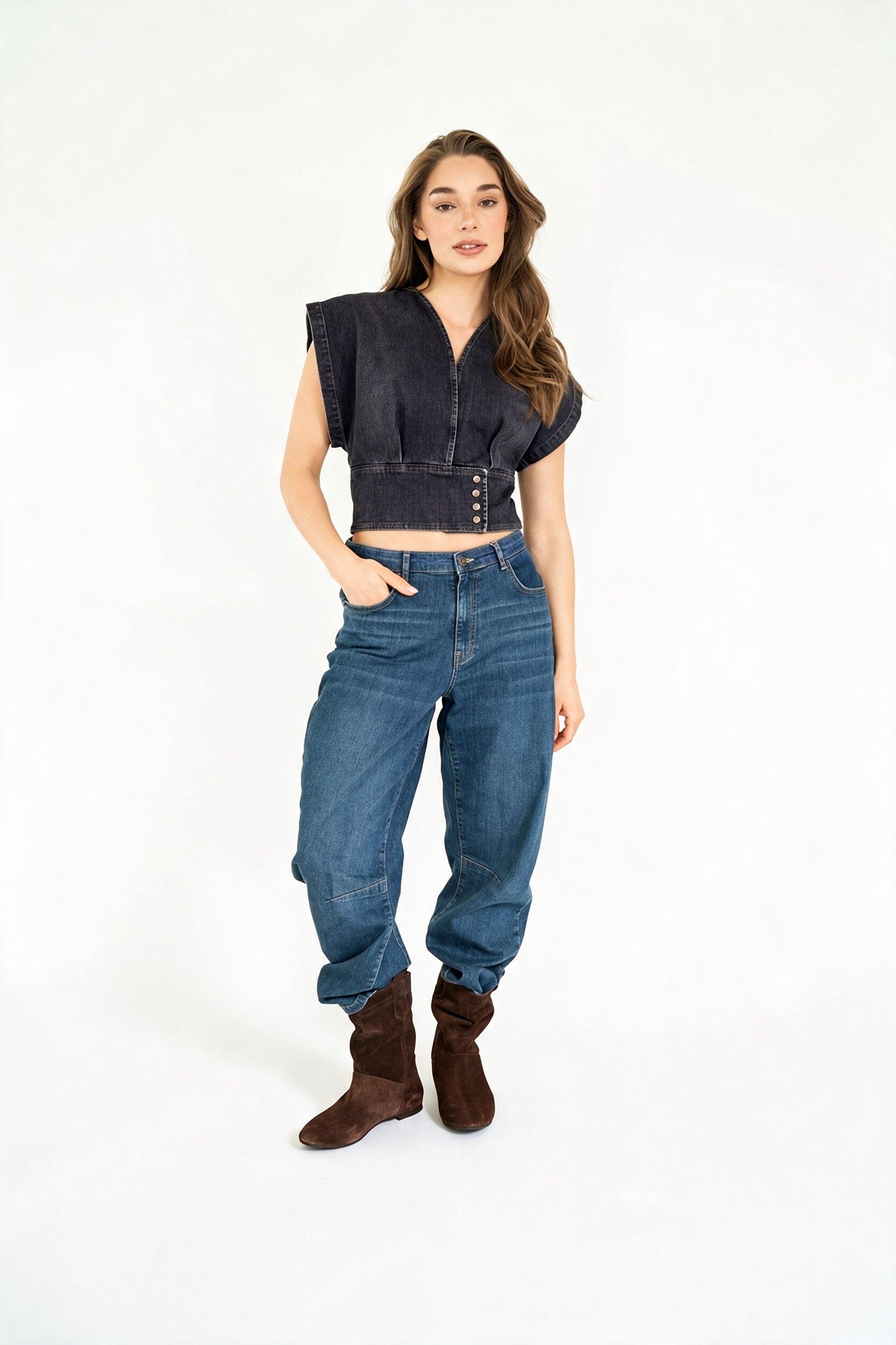 PFEIFFER TOP DENIM 26 BLACK