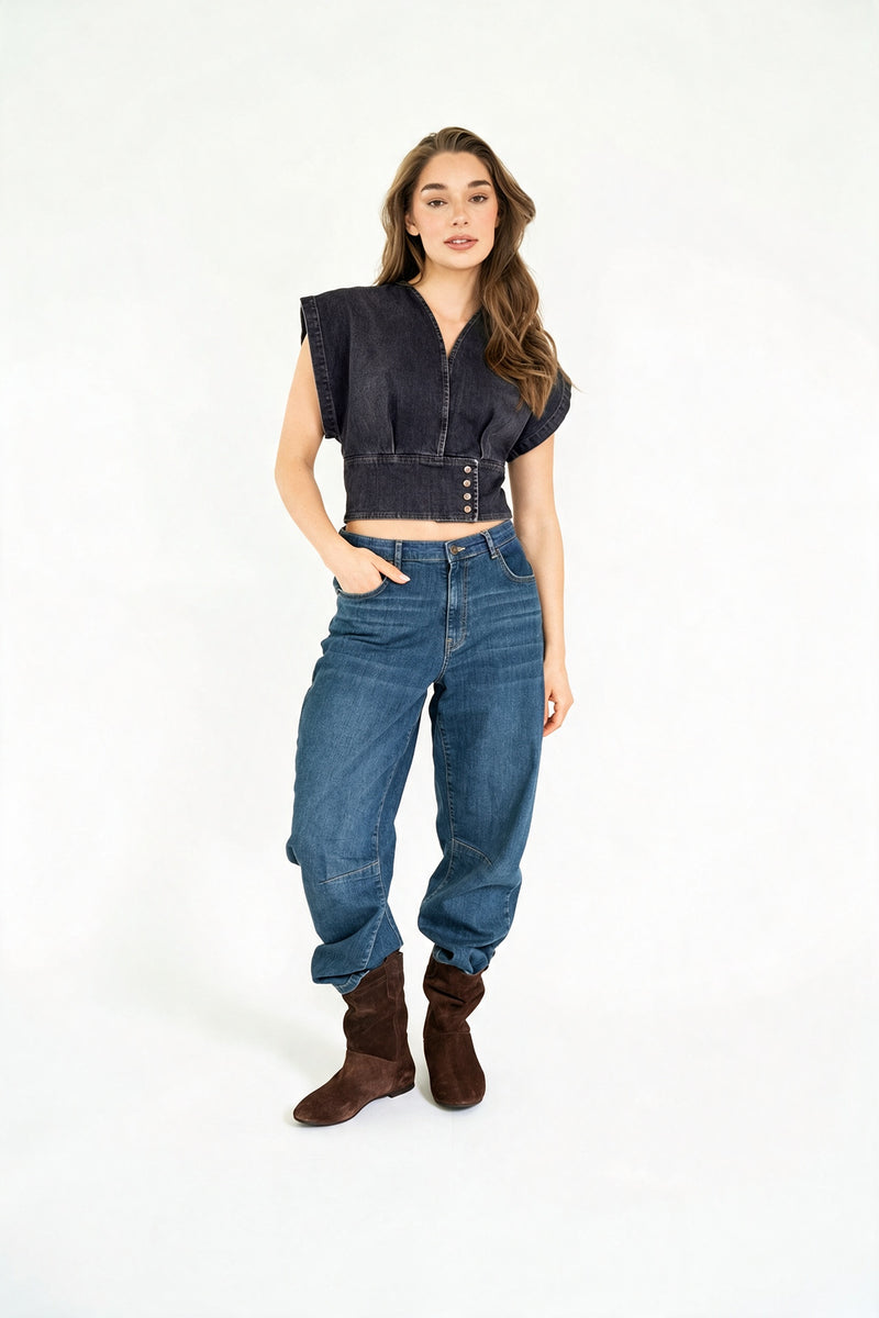 PFEIFFER TOP DENIM 26 NOIR